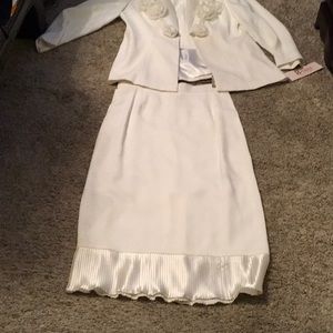 two piece off white Sunday best suit 100%acetate